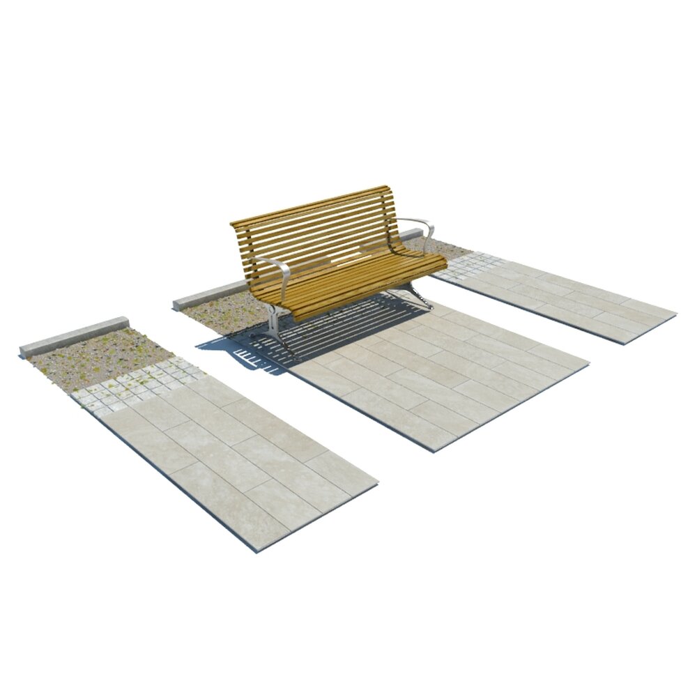 Outdoor Bench with Paving Design 3D模型