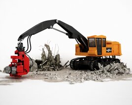 Excavator with Hydraulic Shears 3D model