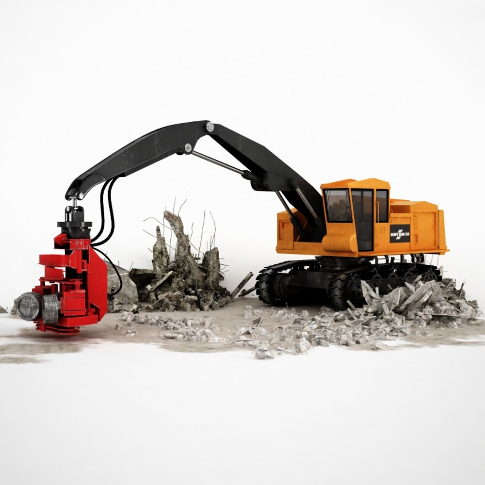 Excavator with Hydraulic Shears Modèle 3d