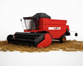 Red Combine Harvester 02 Modello 3D