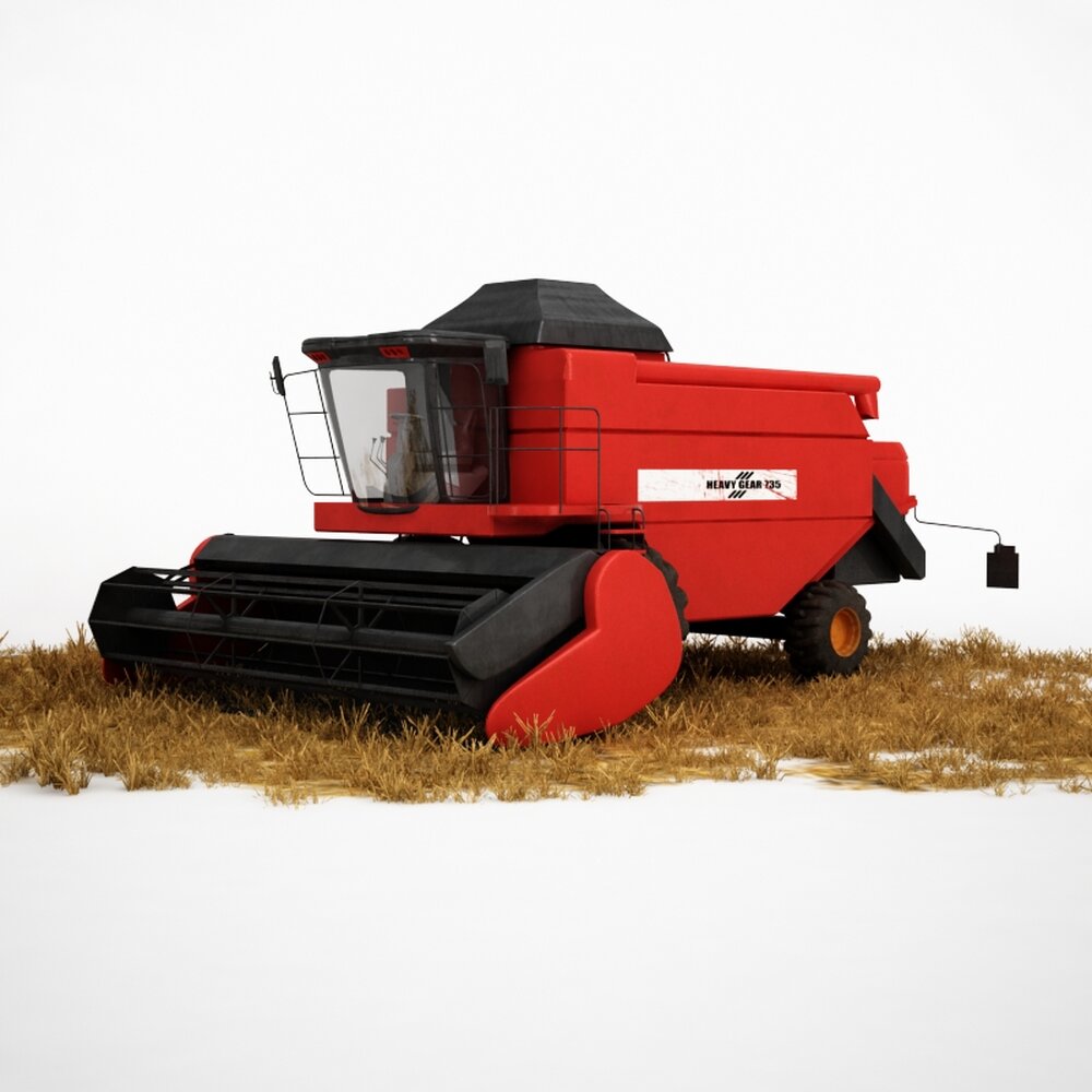 Red Combine Harvester 02 3D模型