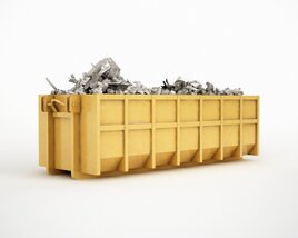 Yellow Dumpster with Scrap Metal Modelo 3d