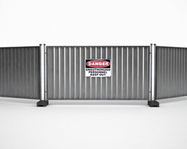 Portable Safety Barrier with Danger Sign 3Dモデル