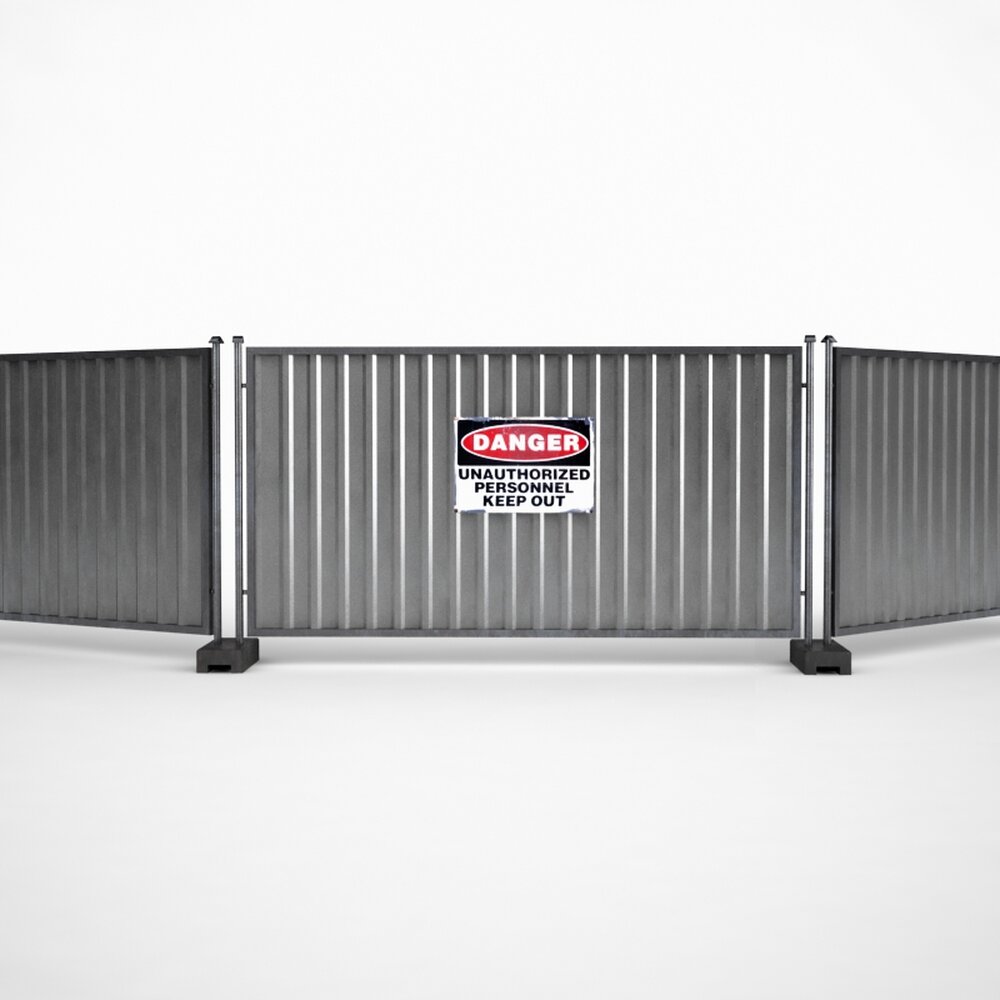 Portable Safety Barrier with Danger Sign 3D модель