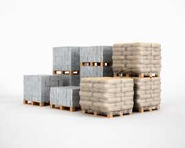 Industrial Pallets of Cement and Sand Bags 3Dモデル
