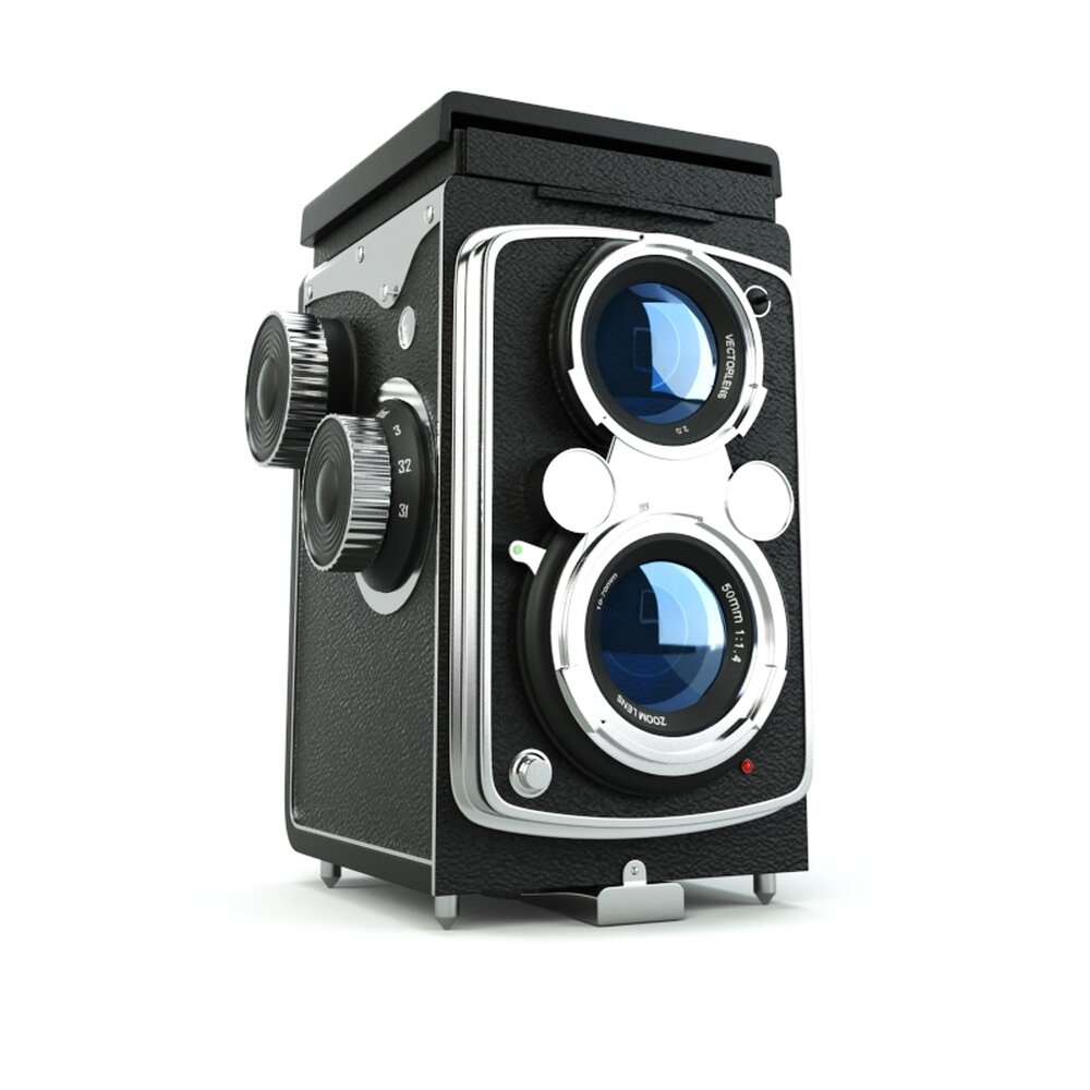 Vintage Twin-Lens Reflex Camera Modello 3D