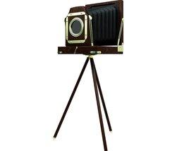 Vintage Camera on Tripod 3Dモデル