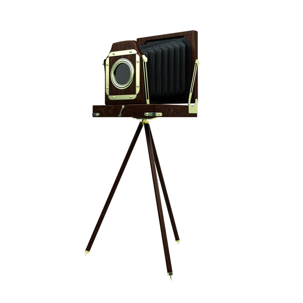 Vintage Camera on Tripod 3D模型