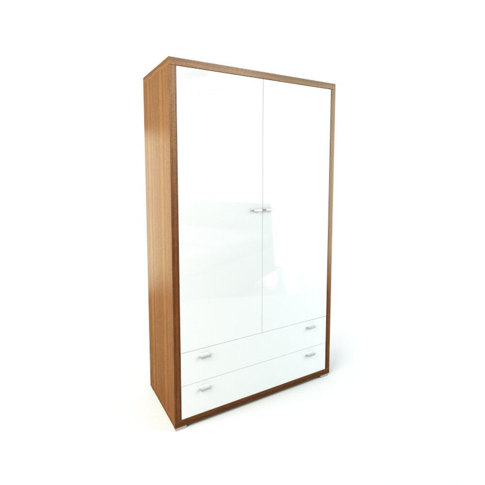 Wooden Wardrobe with Mirror 3d model