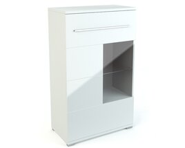 White Modern Nightstand with Drawer Modèle 3D
