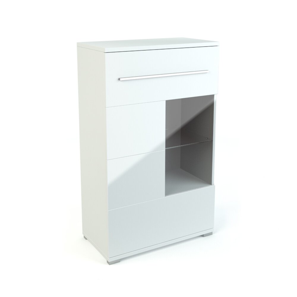 White Modern Nightstand with Drawer Modèle 3d