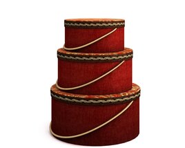 Stacked Round Red Gift Boxes 3D model