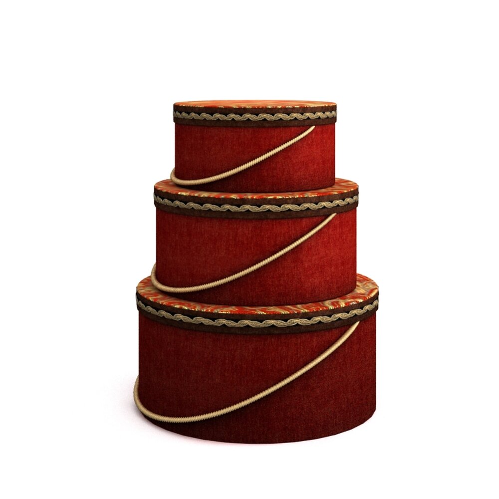 Stacked Round Red Gift Boxes Modello 3D