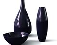 Modern Black Vases and Bowl Set 3D модель