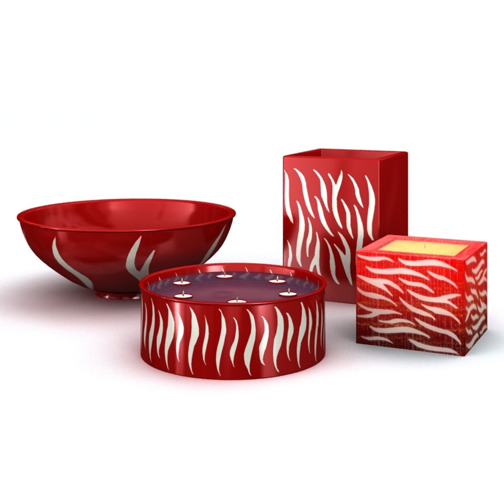 Decorative Red Candle Holders 3D 모델 