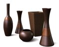 Elegant Wooden Vase Collection Modelo 3d