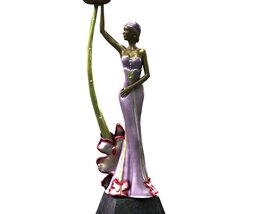 Elegant Flower Lady Figurine Modelo 3d