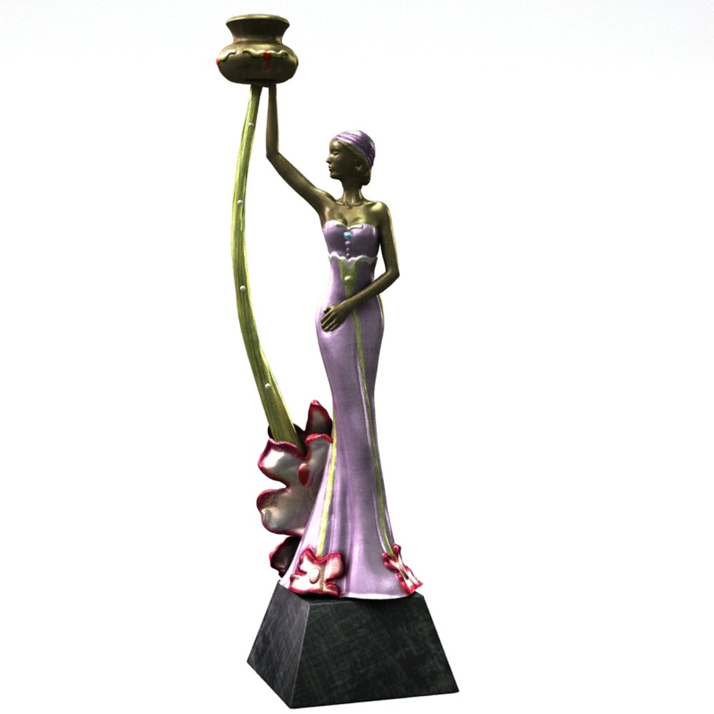 Elegant Flower Lady Figurine 3D model