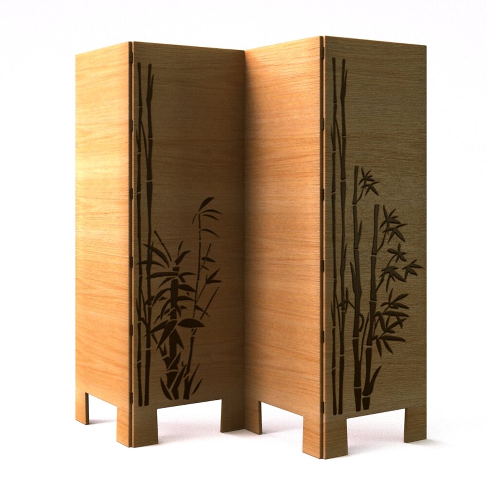 Bamboo-Engraved Room Divider Modello 3D
