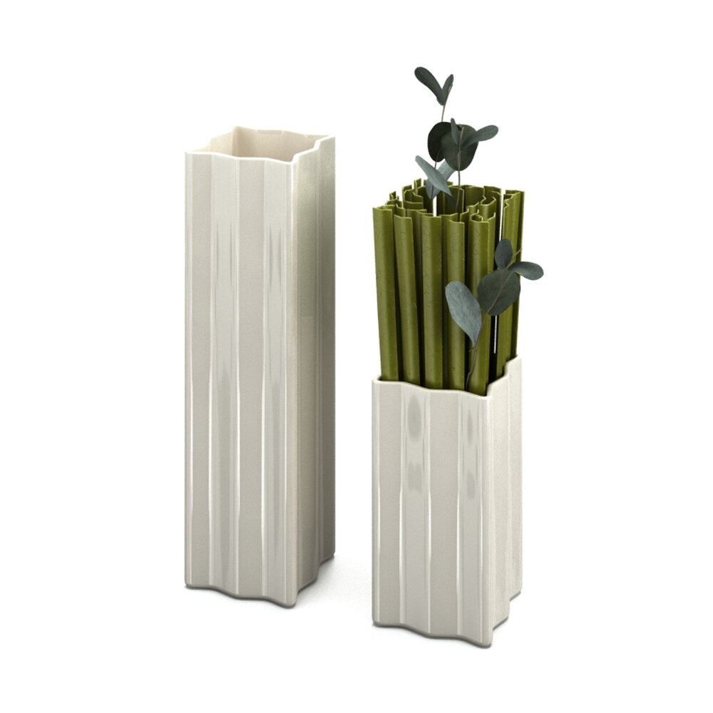 Modern Ribbed Planters 3D 모델 