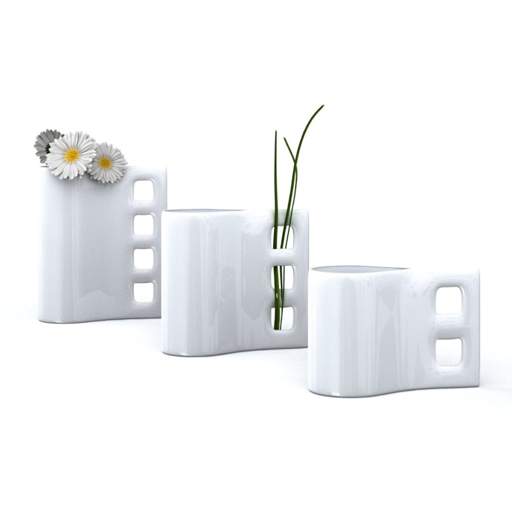 Modern Ceramic Vase Trio 3D 모델 