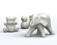 Elephant and Bear Figurines Modello 3D
