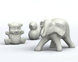 Elephant and Bear Figurines 3Dモデル
