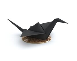 Black Origami Crane 3D model