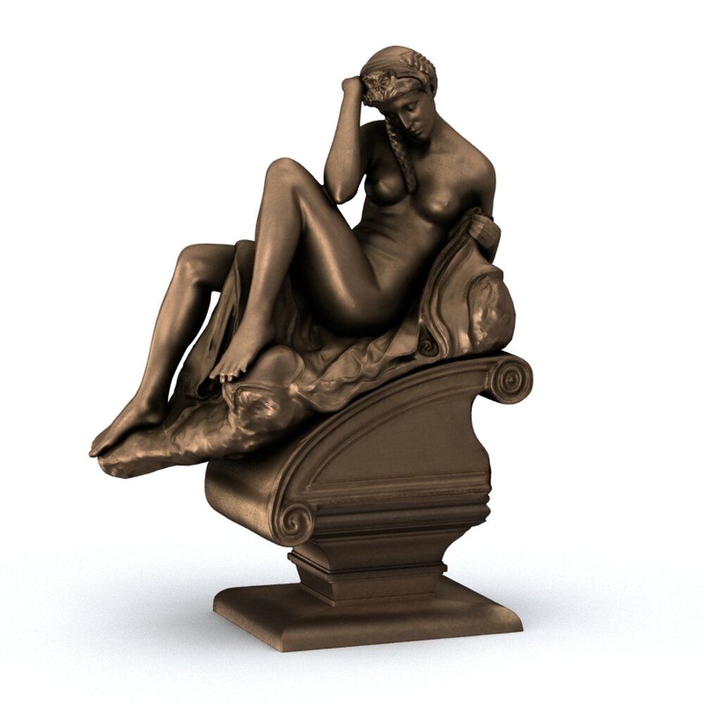 Contemplative Bronze Sculpture 3D 모델 