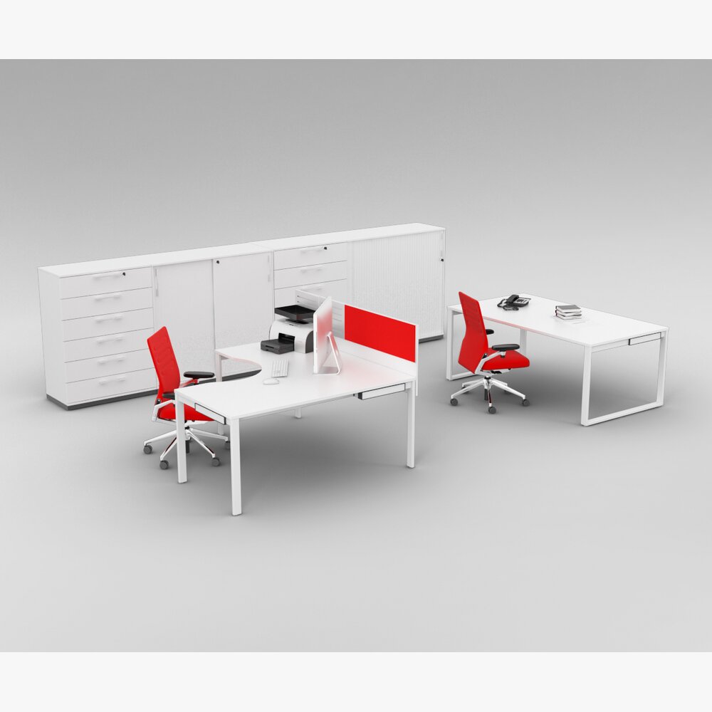 Modern Office Furniture Set 3Dモデル