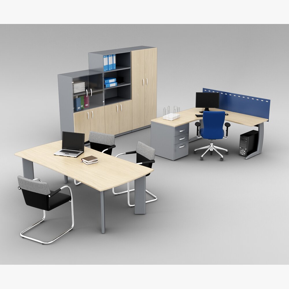 Modern Office Workstation 02 3d model