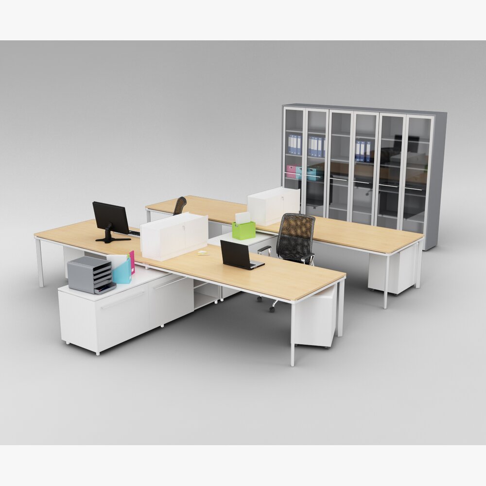 Modern Office Workstations Modello 3D