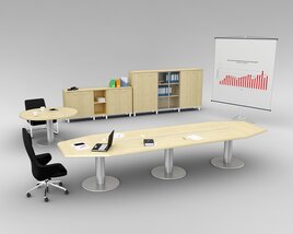 Modern Office Furniture Set 02 3D 모델 