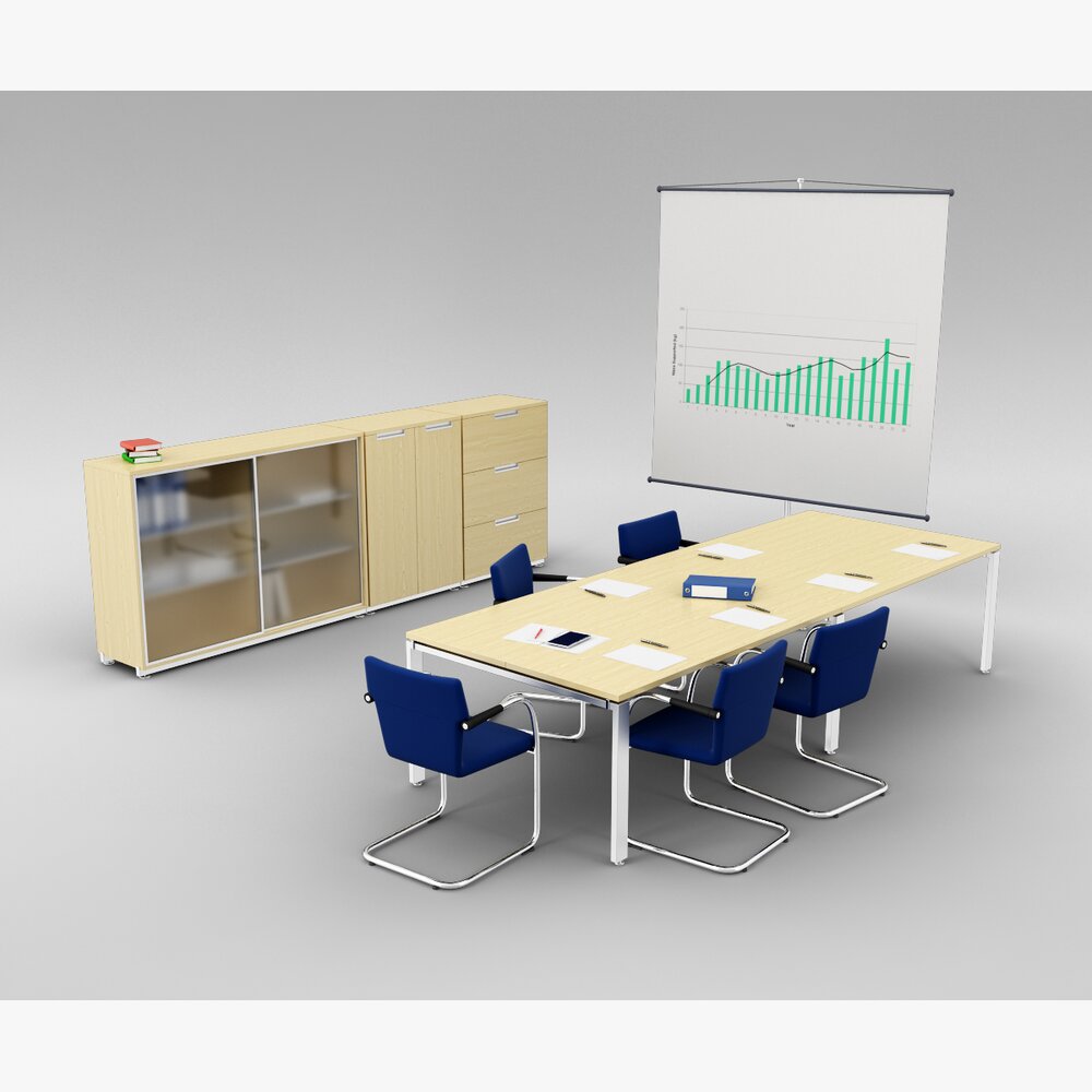 Modern Conference Room Furniture 3D 모델 