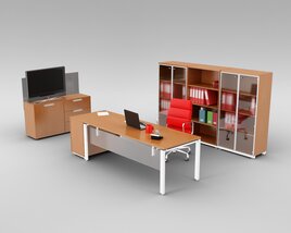 Modern Office Furniture Set 03 3D 모델 