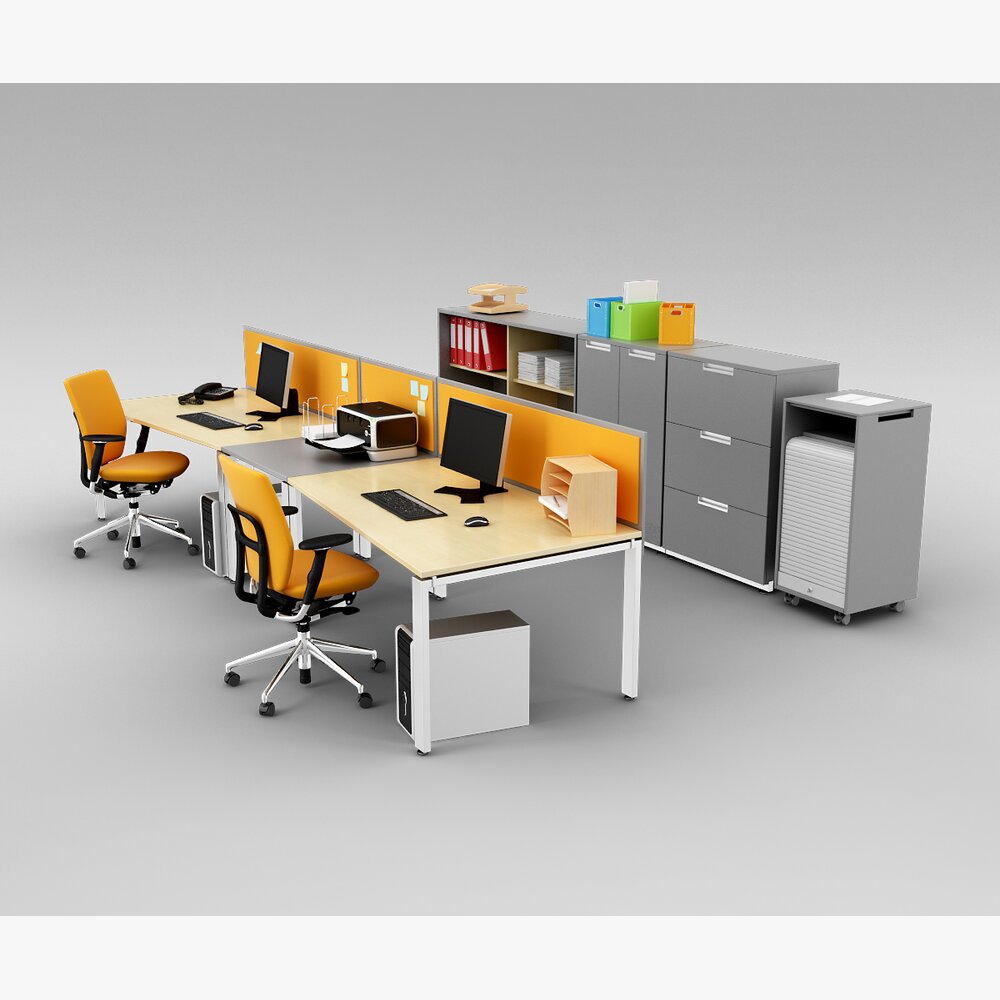 Modern Office Workstation 03 3d model