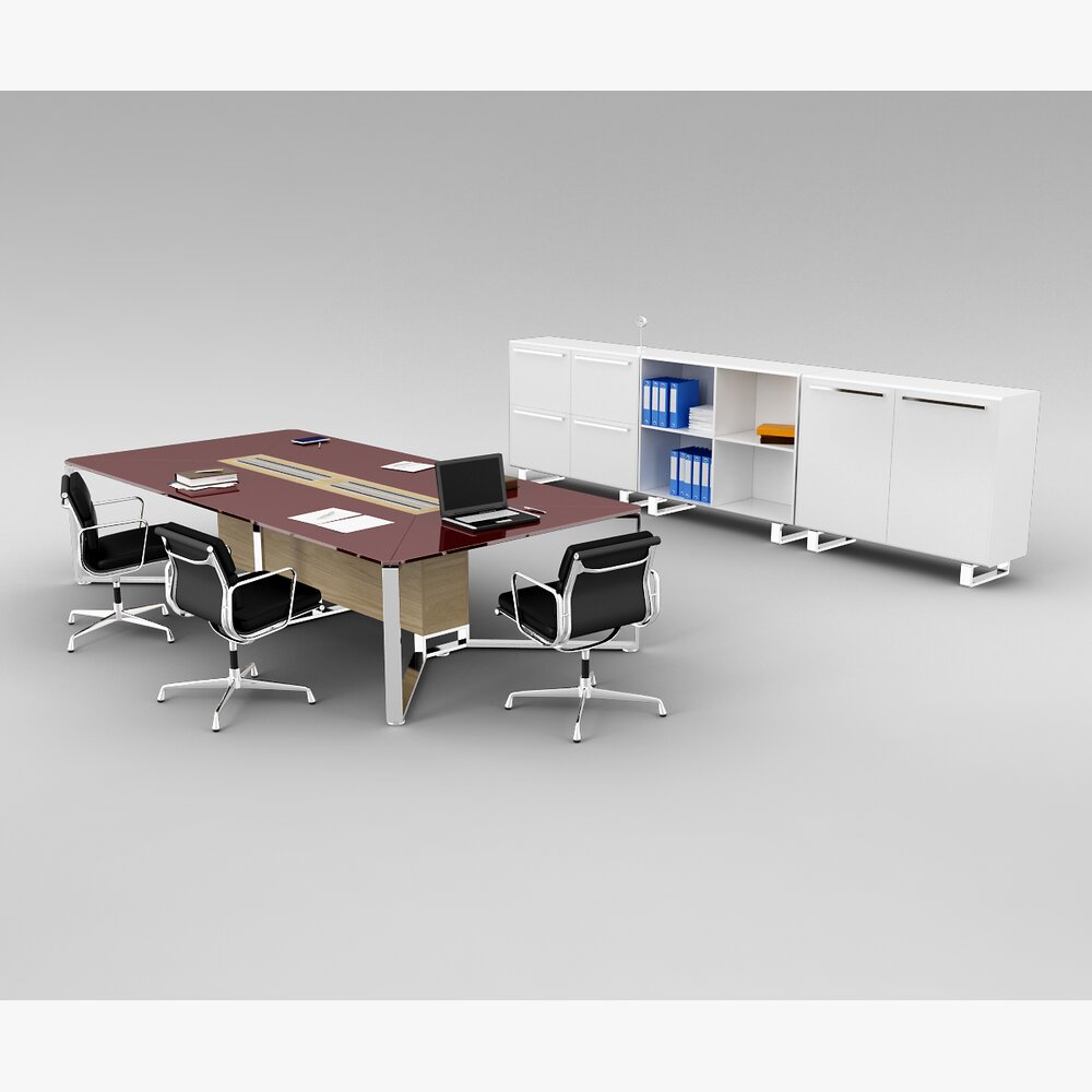 Modern Office Desk Set 03 3d model