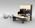 Modern Office Desk Setup 02 3D 모델 