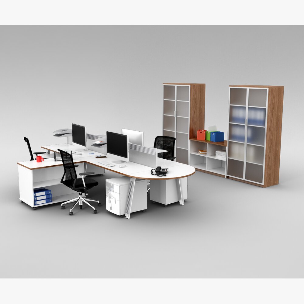 Modern Office Workstation Design 3D 모델 