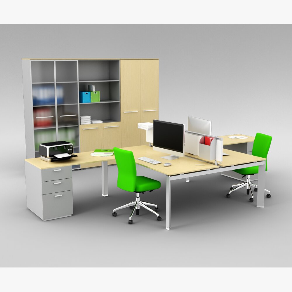 Modern Office Workstation 04 Modello 3D