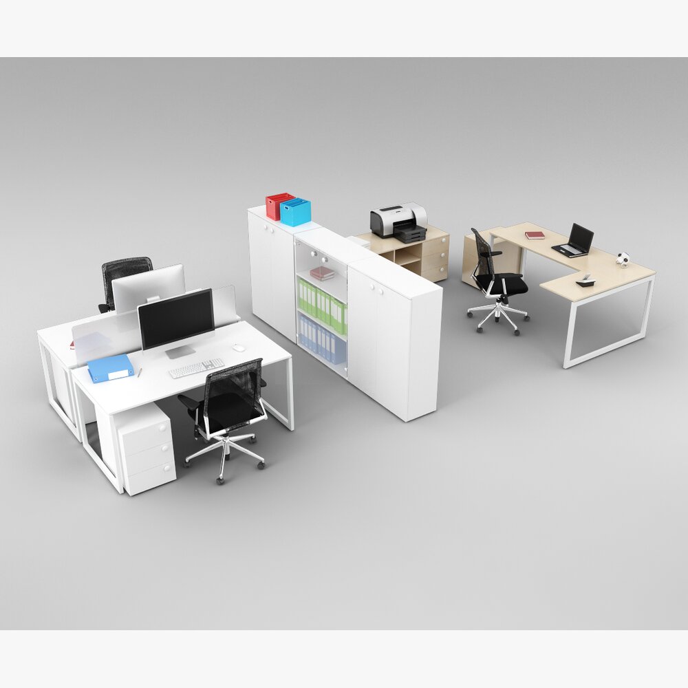 Modern Office Workstations 02 Modelo 3d