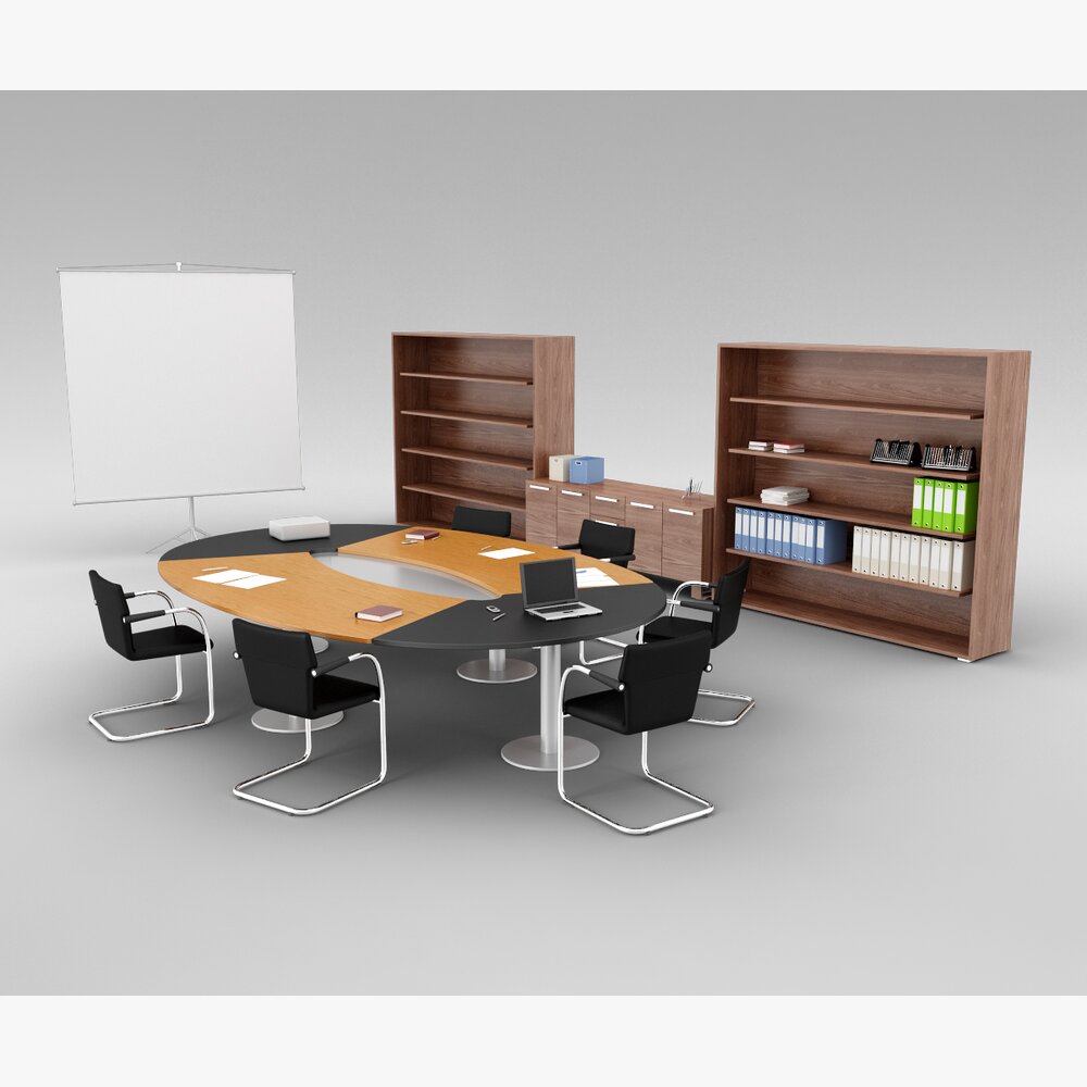 Modern Conference Room Setup Modello 3D