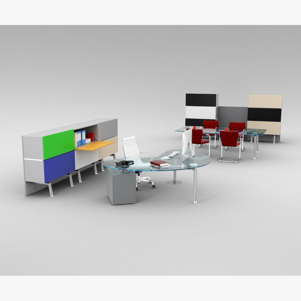 Modern Office Furniture Set 06 3d model