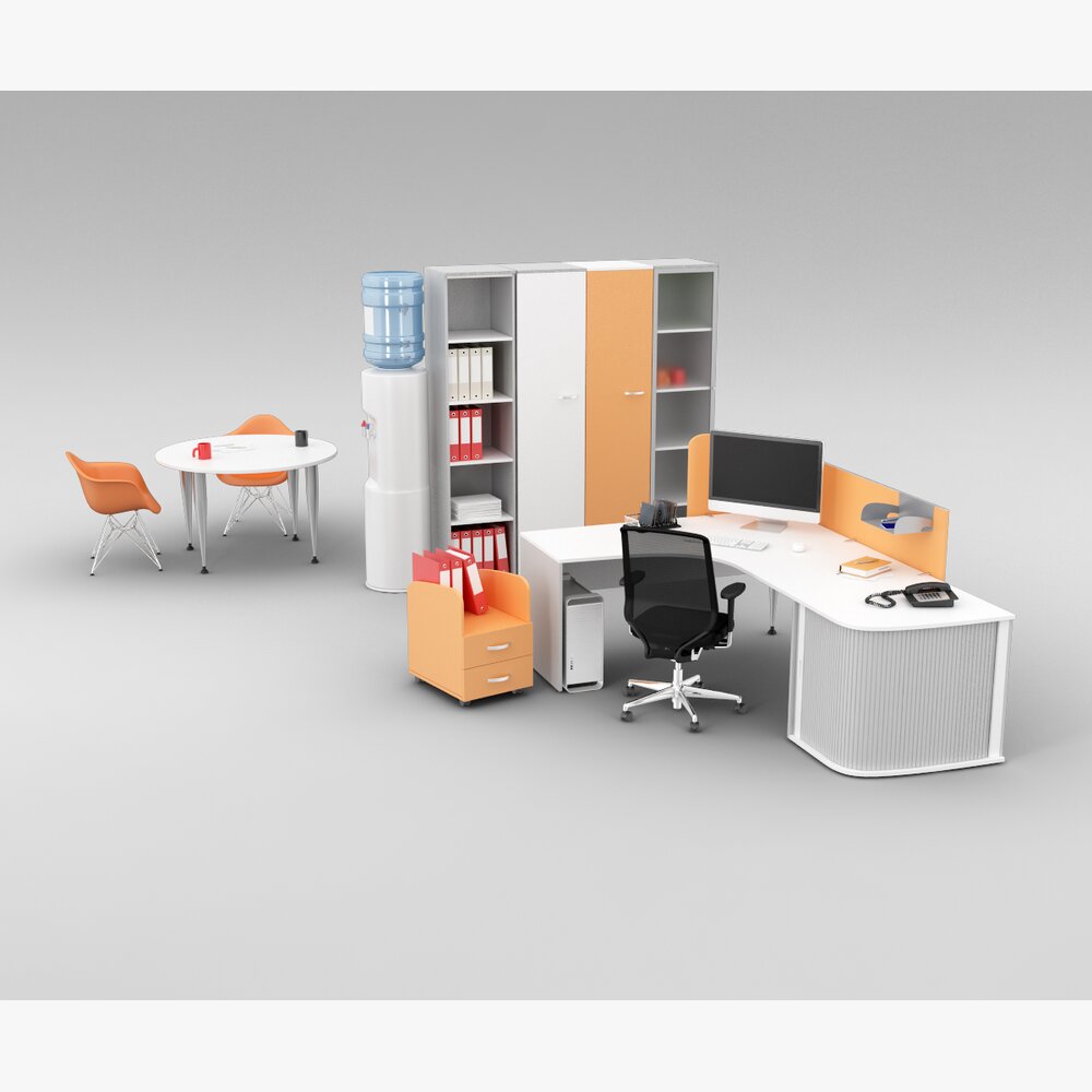 Modern Office Furniture Set 07 3D 모델 