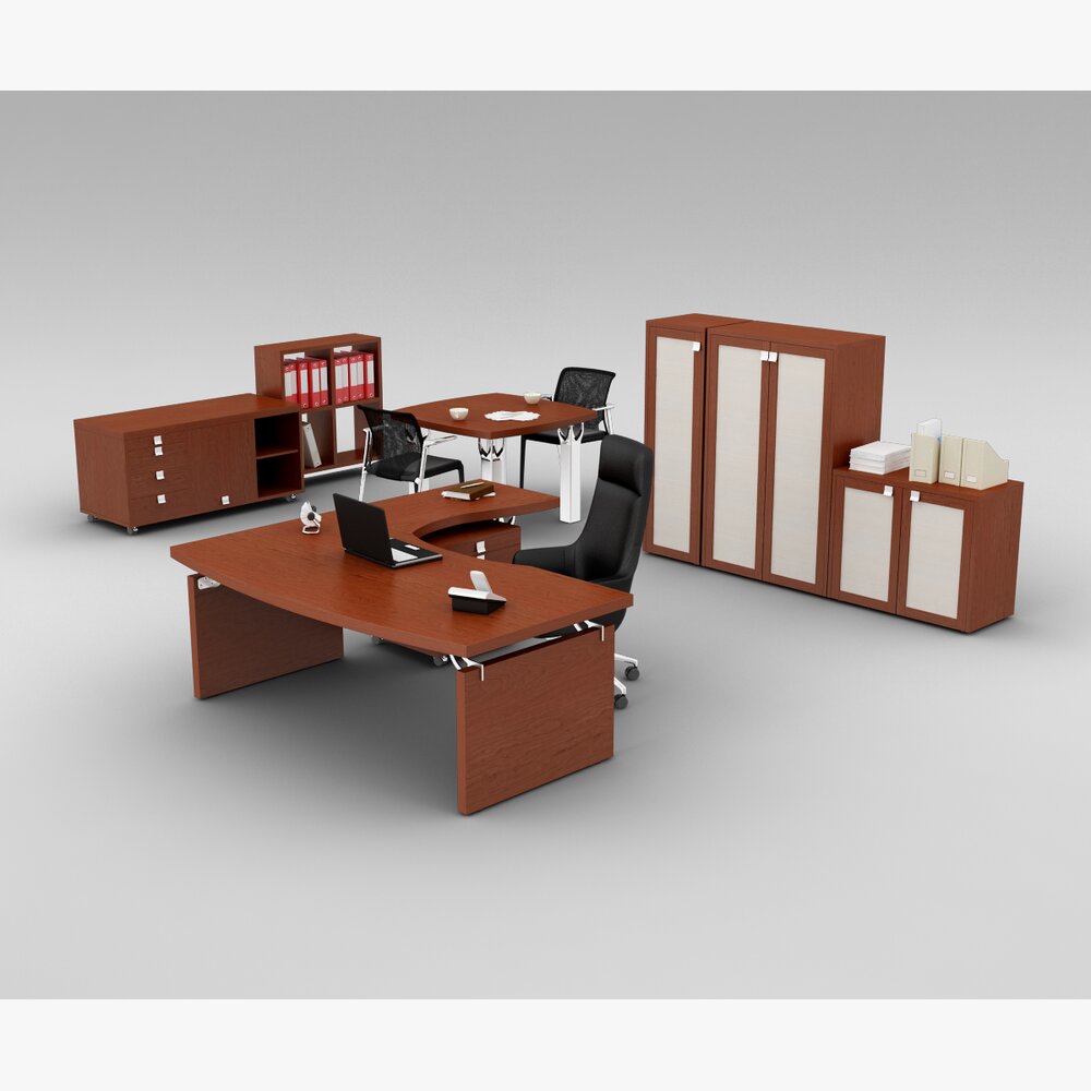 Executive Office Desk Set 3D 모델 