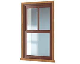 Double-Hung Wooden Window Modelo 3d