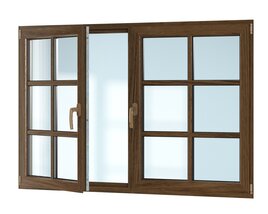 Wooden Double Pane Window 3D model