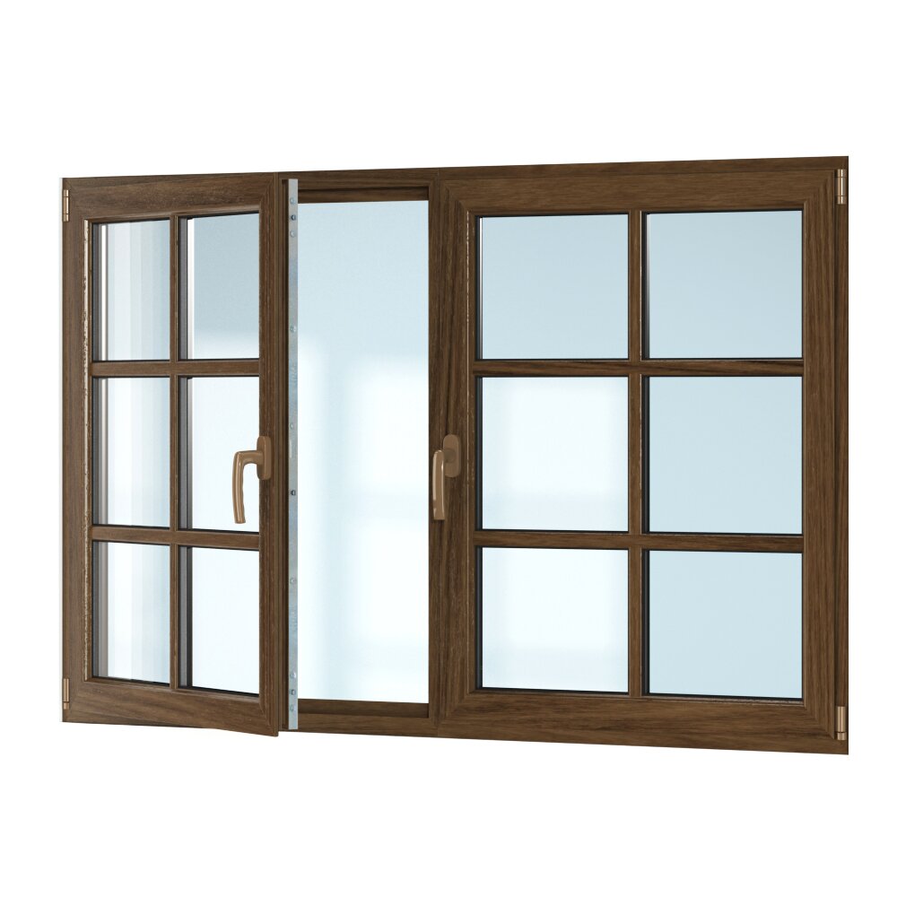 Wooden Double Pane Window Modelo 3d