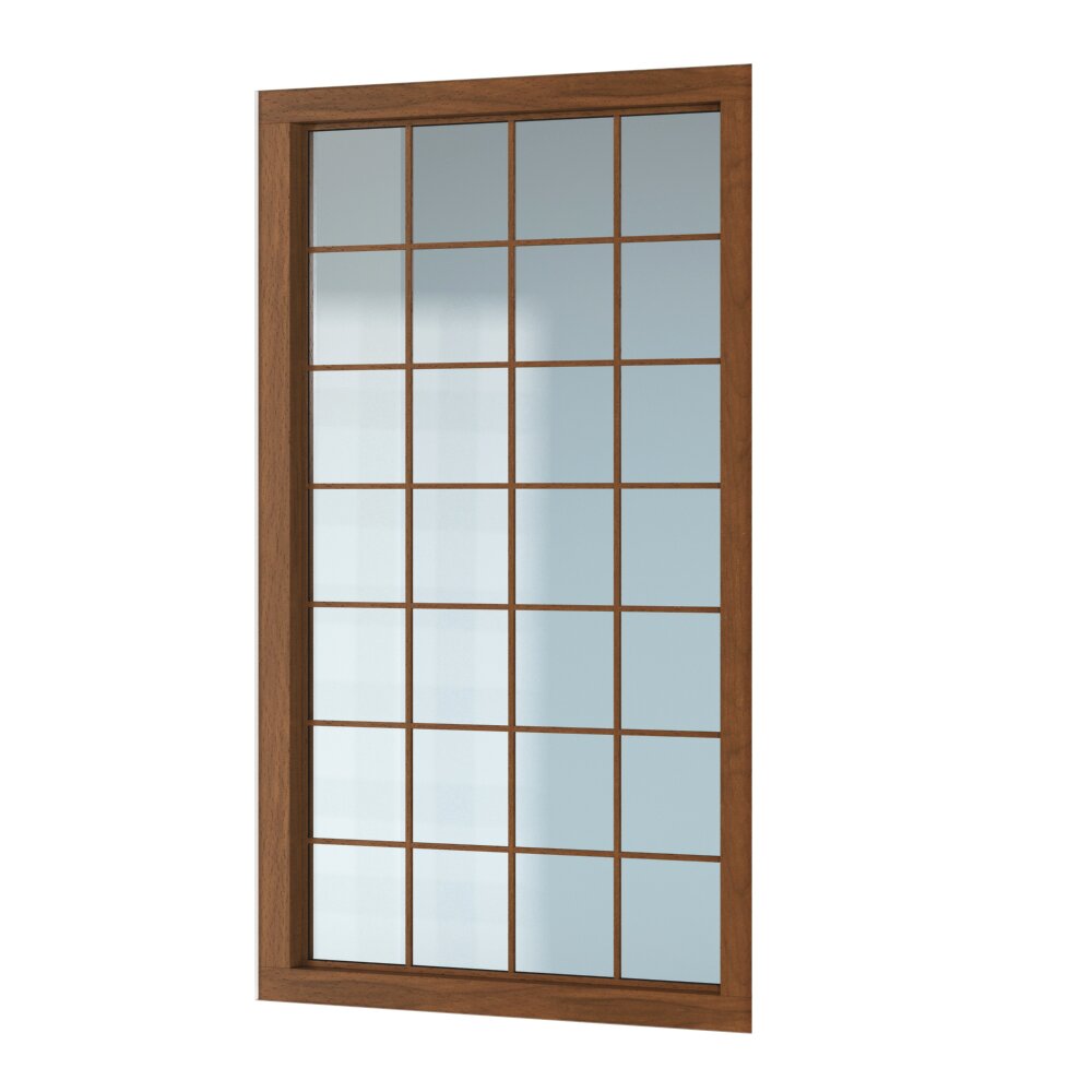 Wooden Framed Glass Window 02 3d model