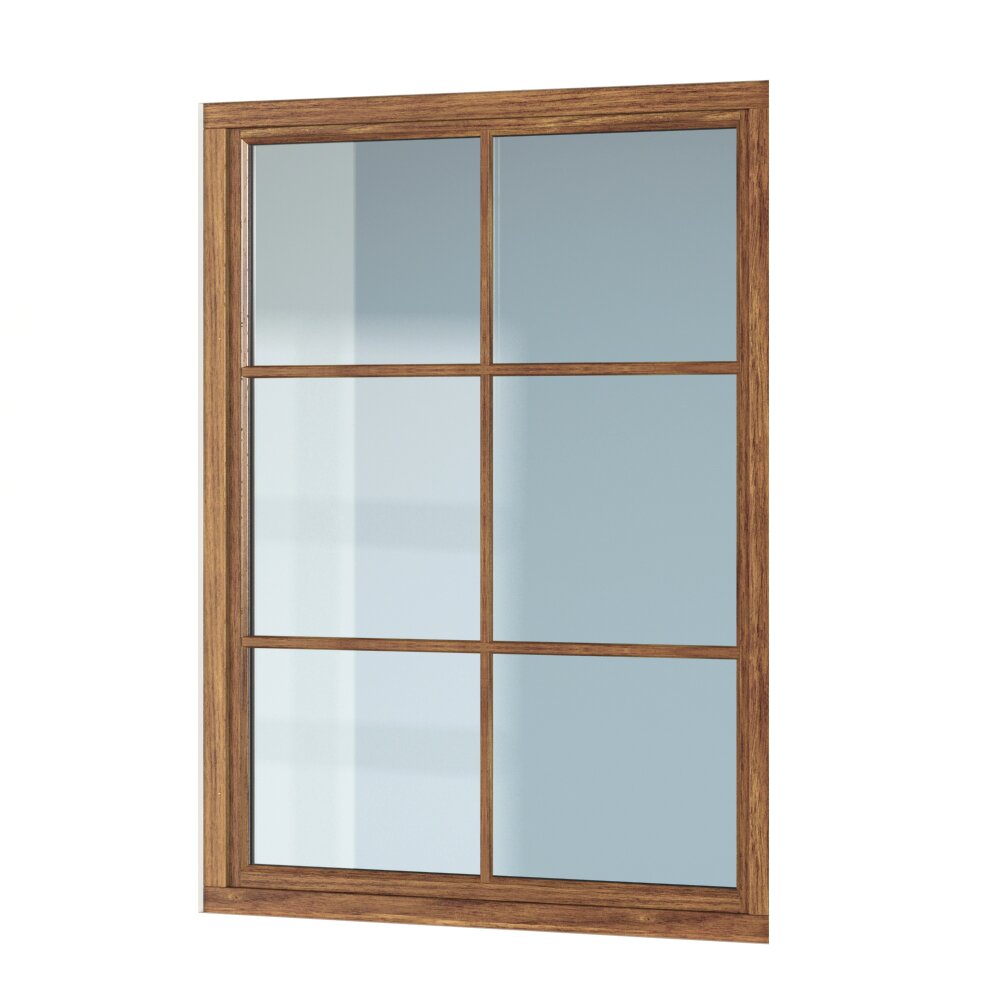 Wooden 8-Pane Window Modèle 3d